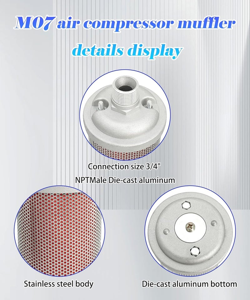 Maigoo M07 Air Compressor Muffler 3/4" NPT Male Fits for Compressor Dryer Compressed Air Equipment and Systems, Single Chamber 145 PSI (M07 3/4" NPT Male) - Image 3